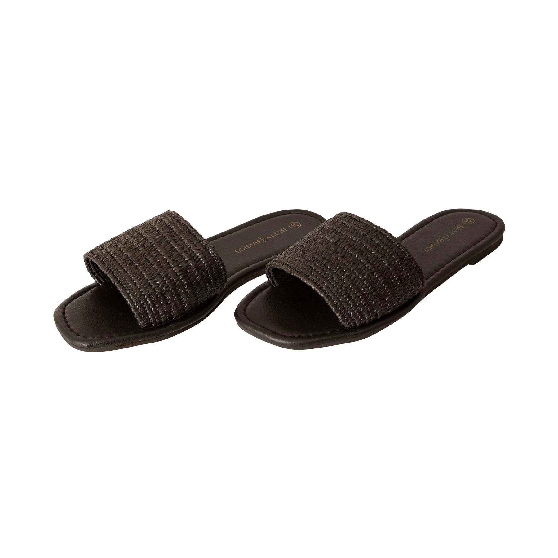 Bria Black Raffia Slide