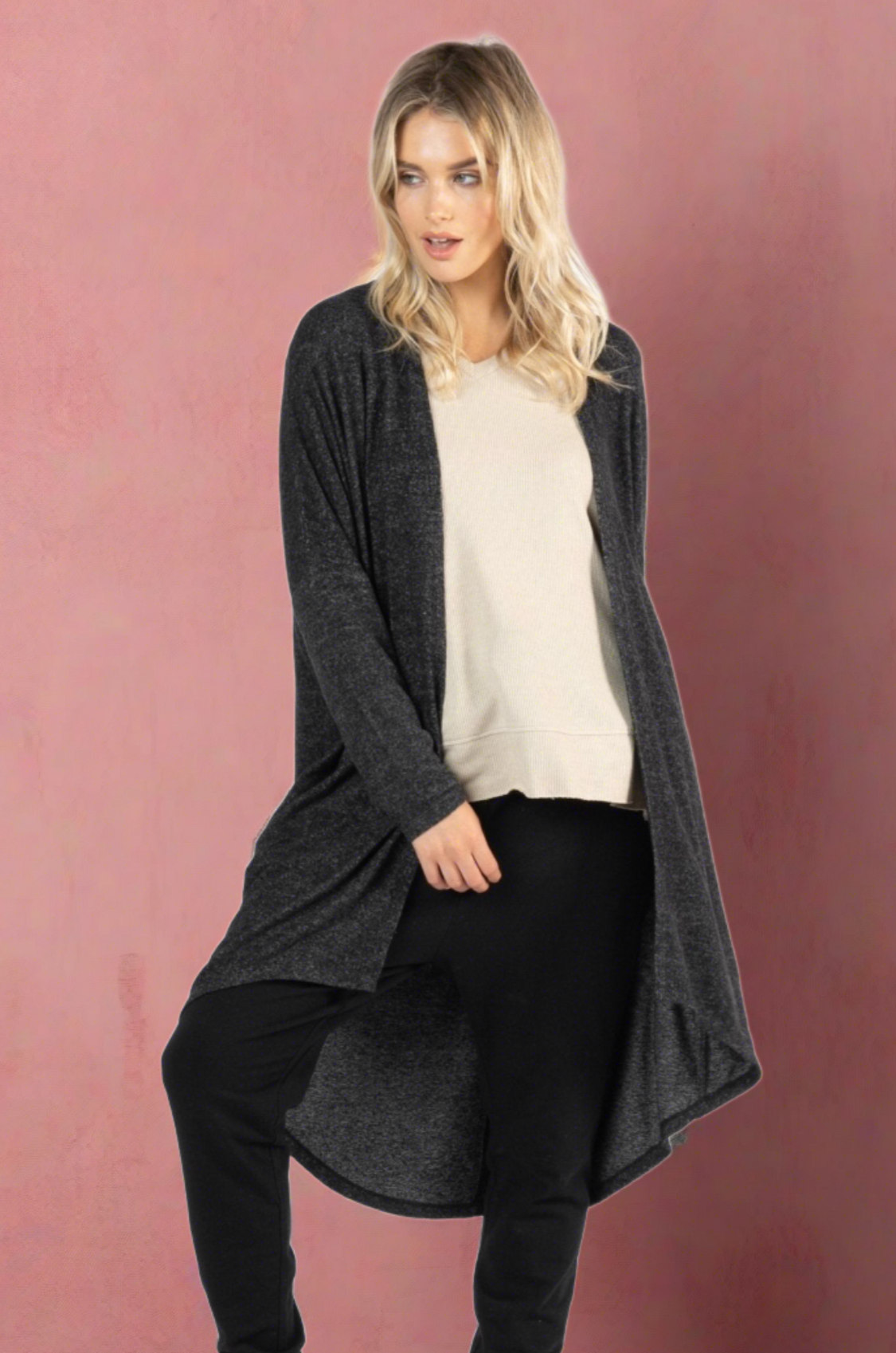 Betty Basics Harlow Cardigan in Charcoal Hey Sara