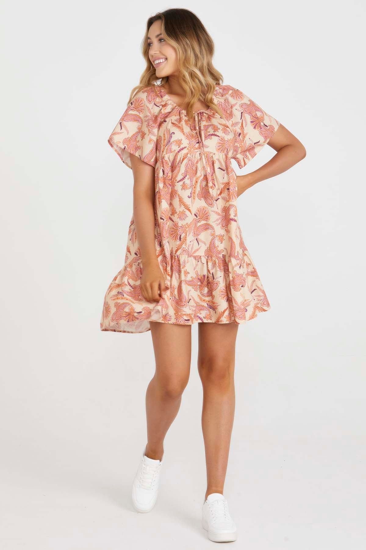 Clara Tiered Mini Dress in Persian Paisley | SASS