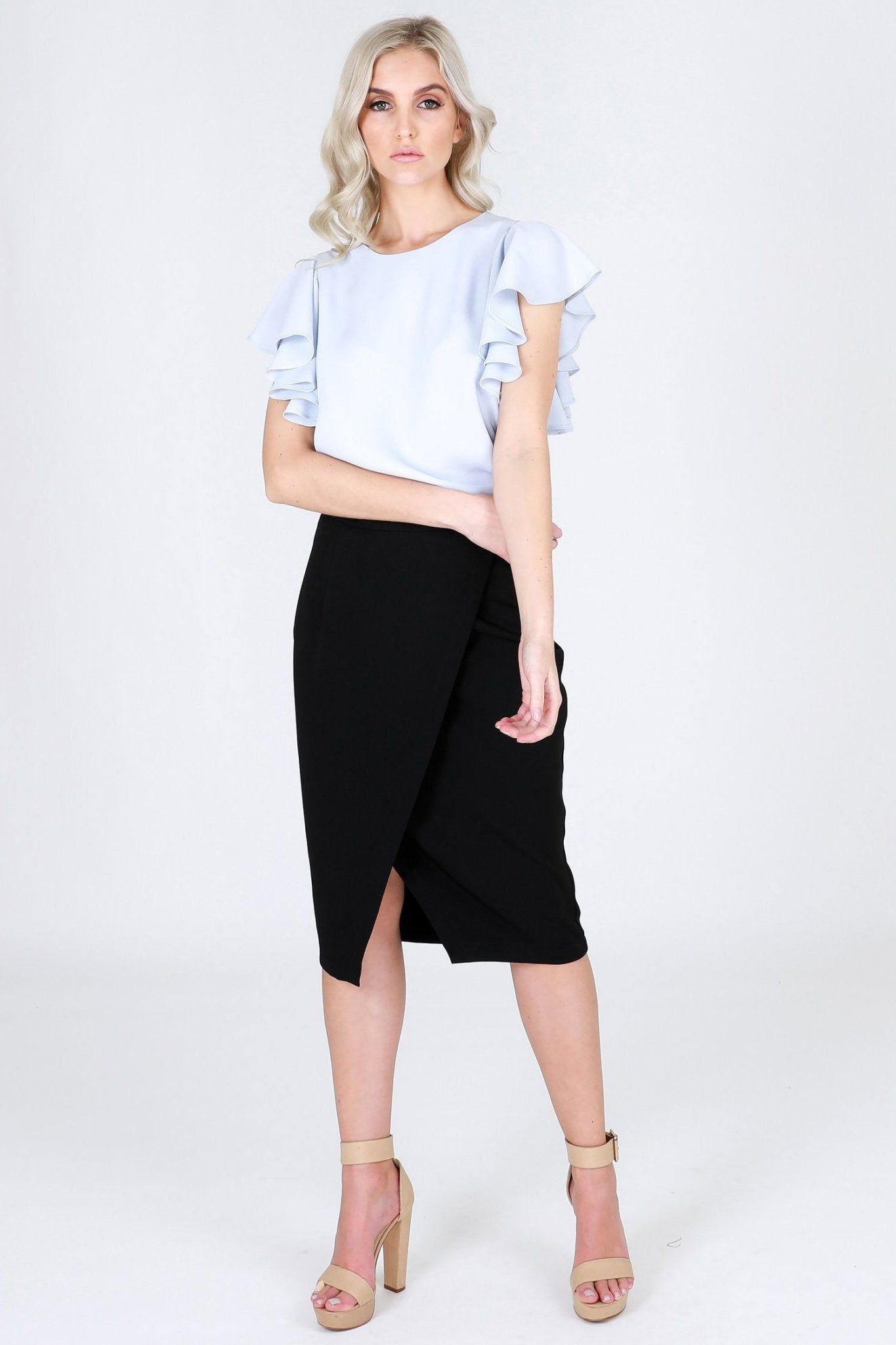 3rd Love Cavier Sky Split Pencil Skirt in Black - Hey Sara