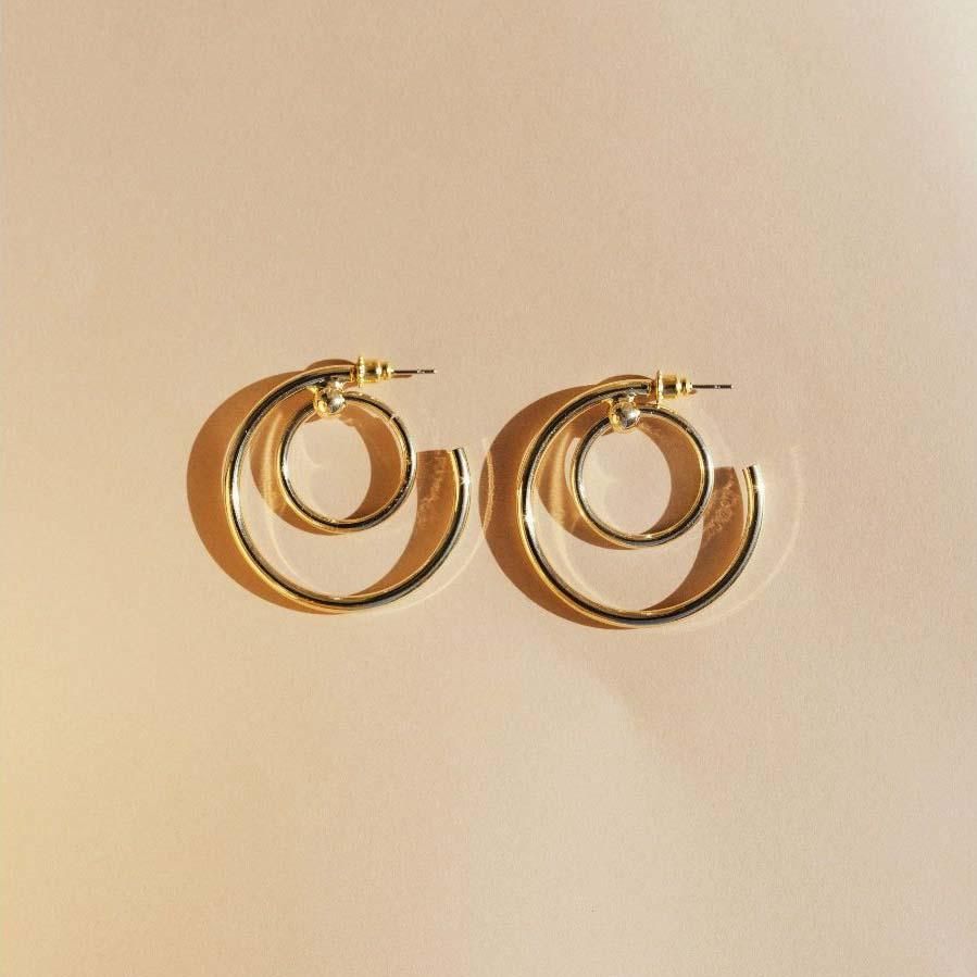 Angels Whisper Adilla Double Hoop Gold Earrings - Hey Sara
