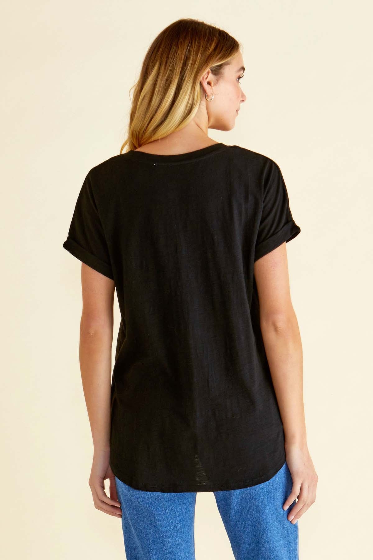 Betty Basics Hailey Cotton Short Sleeve Tee in Black