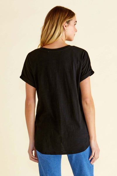 Betty Basics Hailey Cotton Short Sleeve Tee in Black