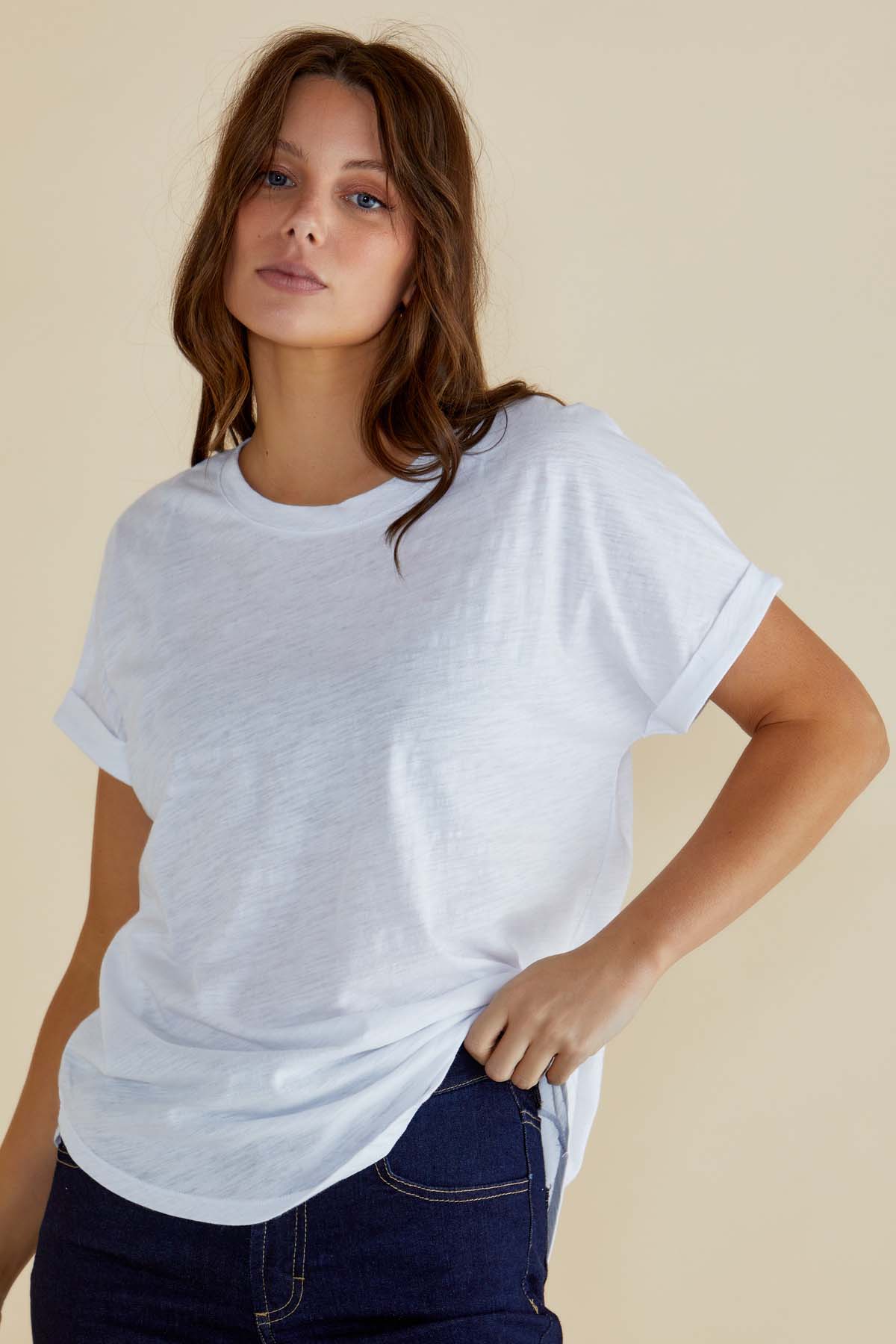 Betty Basics Hailey Short Sleeve Tee in White