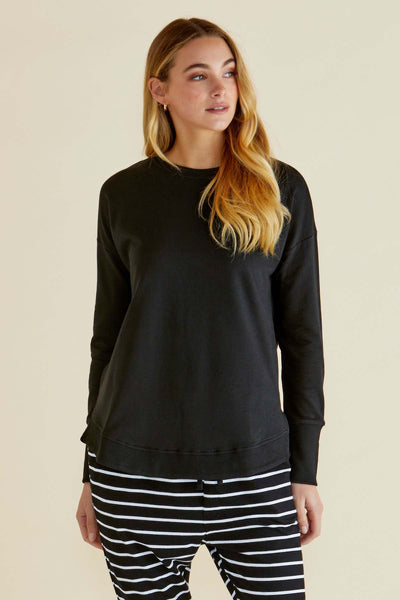 Betty Basics Lucy French Terry Sweater in Black