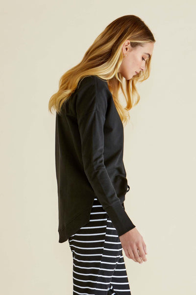 Betty Basics Lucy French Terry Sweater in Black