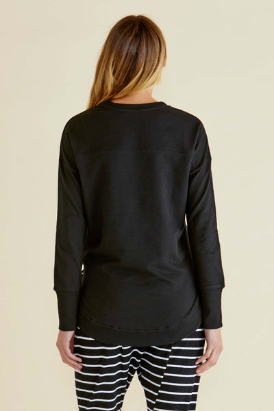 Betty Basics Lucy French Terry Sweater in Black