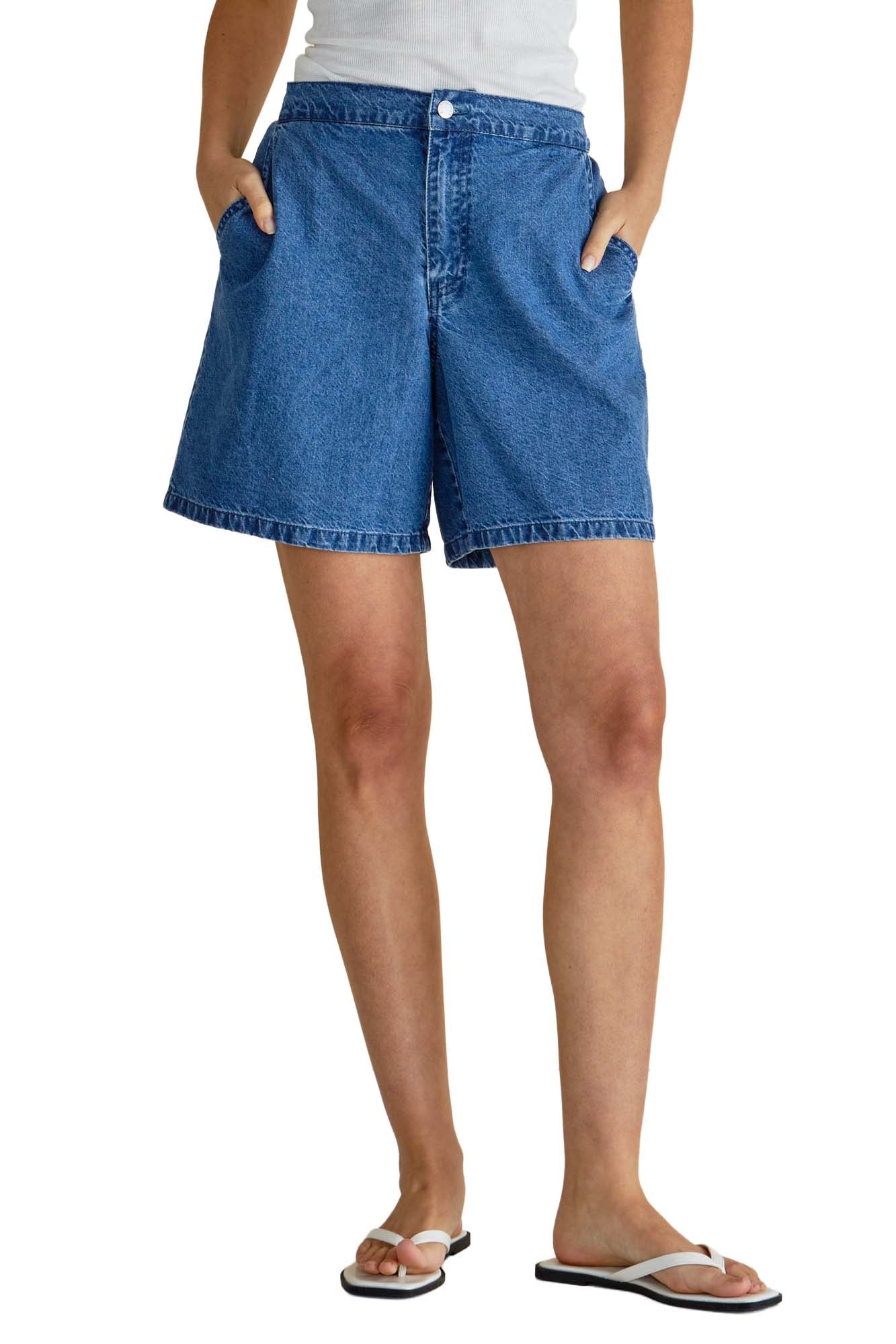 Betty Basics Breeze Relaxed Denim Shorts in Dark Blue