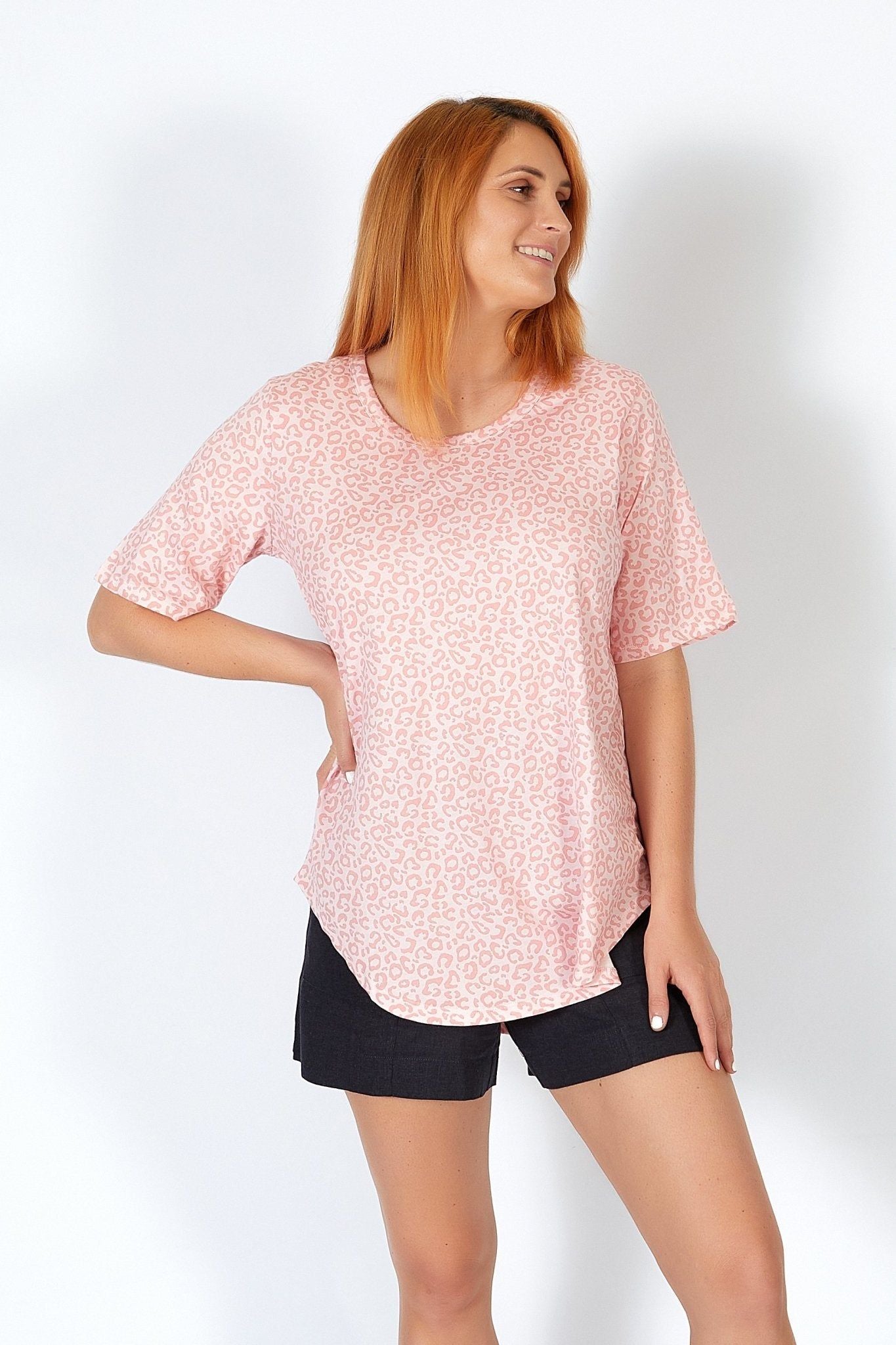 Betty Basics Ariana Tee in Pink Ocelot - Hey Sara