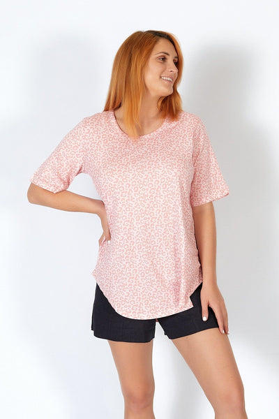 Betty Basics Ariana Tee in Pink Ocelot - Hey Sara