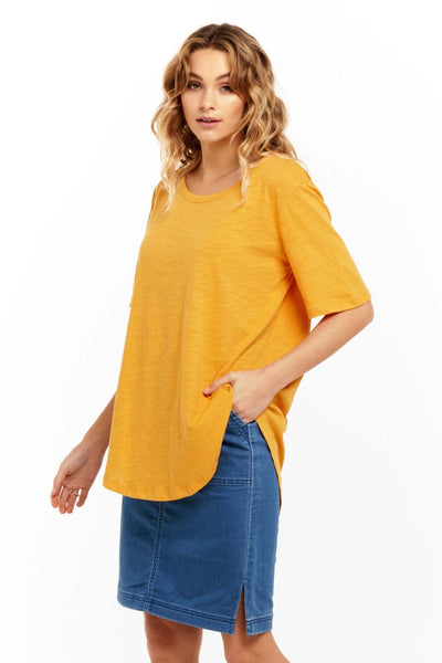 Betty Basics Ariana Tee in Spiced Mustard - Hey Sara