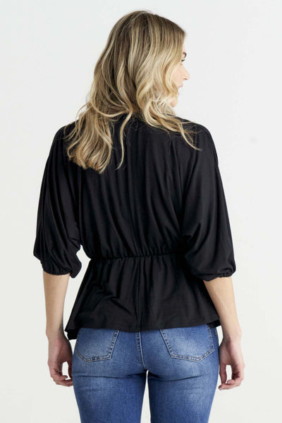 Betty Basics Bayeaux Wrap Top in Black - Hey Sara