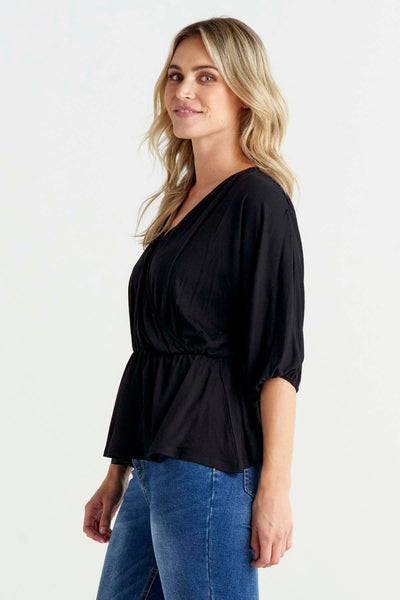Betty Basics Bayeaux Wrap Top in Black - Hey Sara