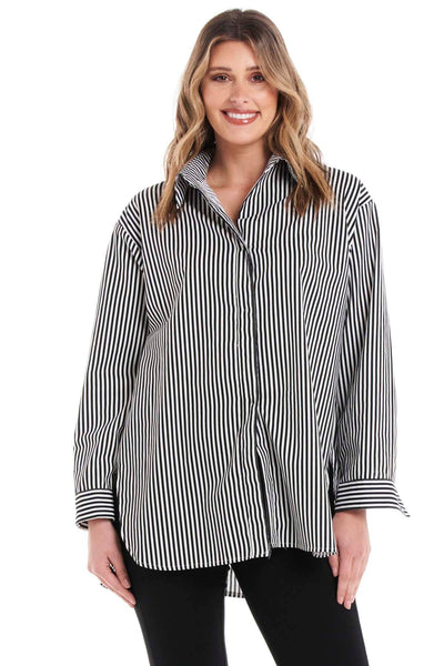 Betty Basics Cleo Shirt in Black Thick Stripe - Hey Sara