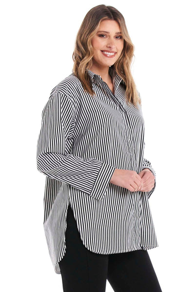Betty Basics Cleo Shirt in Black Thick Stripe - Hey Sara