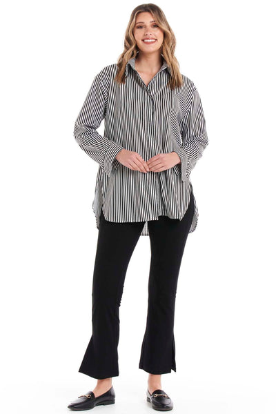 Betty Basics Cleo Shirt in Black Thick Stripe - Hey Sara