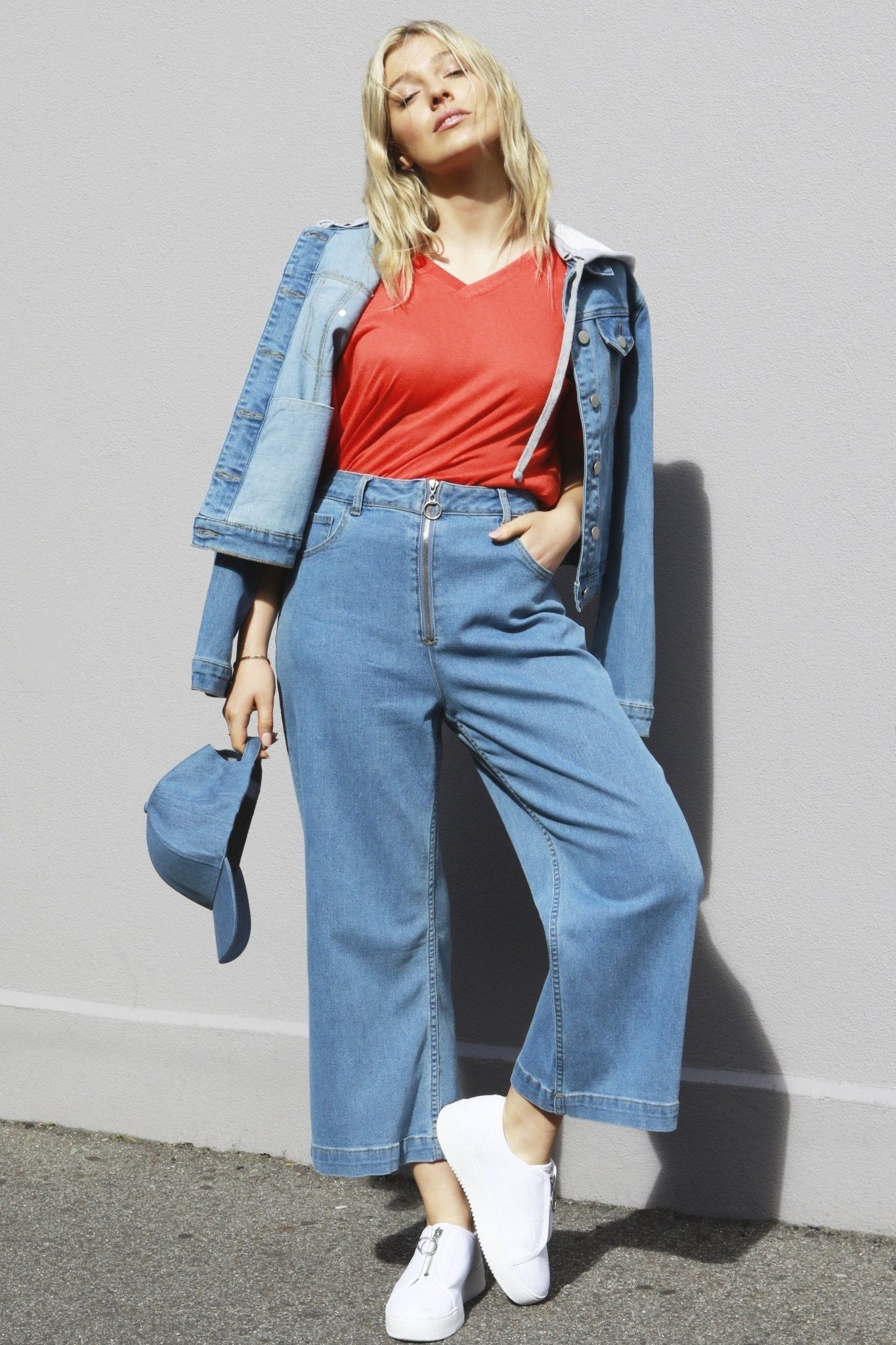 Betty Basics Drew Wide Crop Culotte Jean in Vintage Blue - Hey Sara