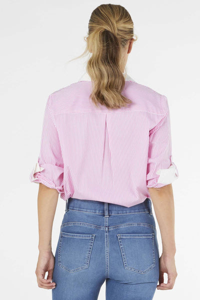 Betty Basics Heston Shirt in Pink Pinstripe - Hey Sara
