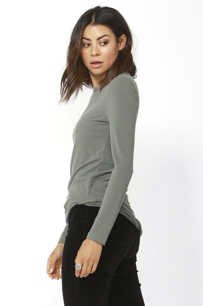 Betty Basics Holly Rib Long Sleeve Tee in Khaki - Hey Sara