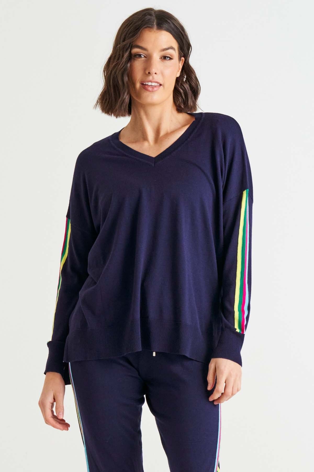Betty Basics Karina Sweater in Blue Rainbow - Hey Sara