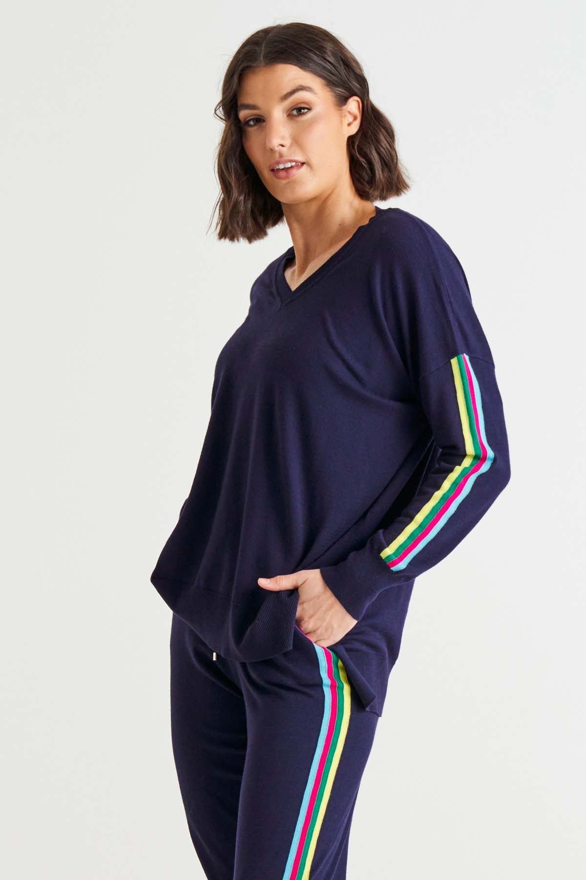 Betty Basics Karina Sweater in Blue Rainbow - Hey Sara