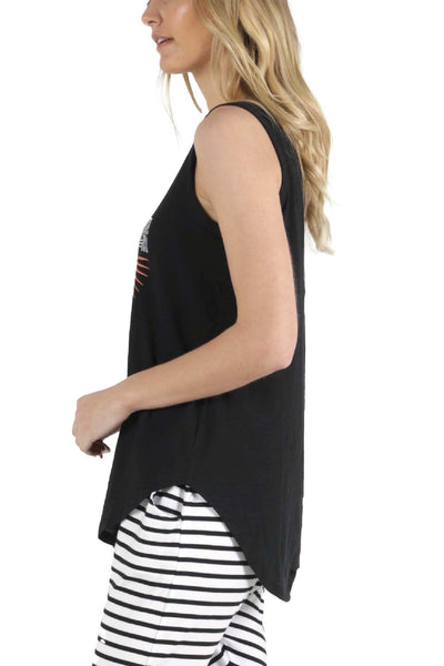 Betty Basics Keira Tank in Black with Fiesta Print - Hey Sara