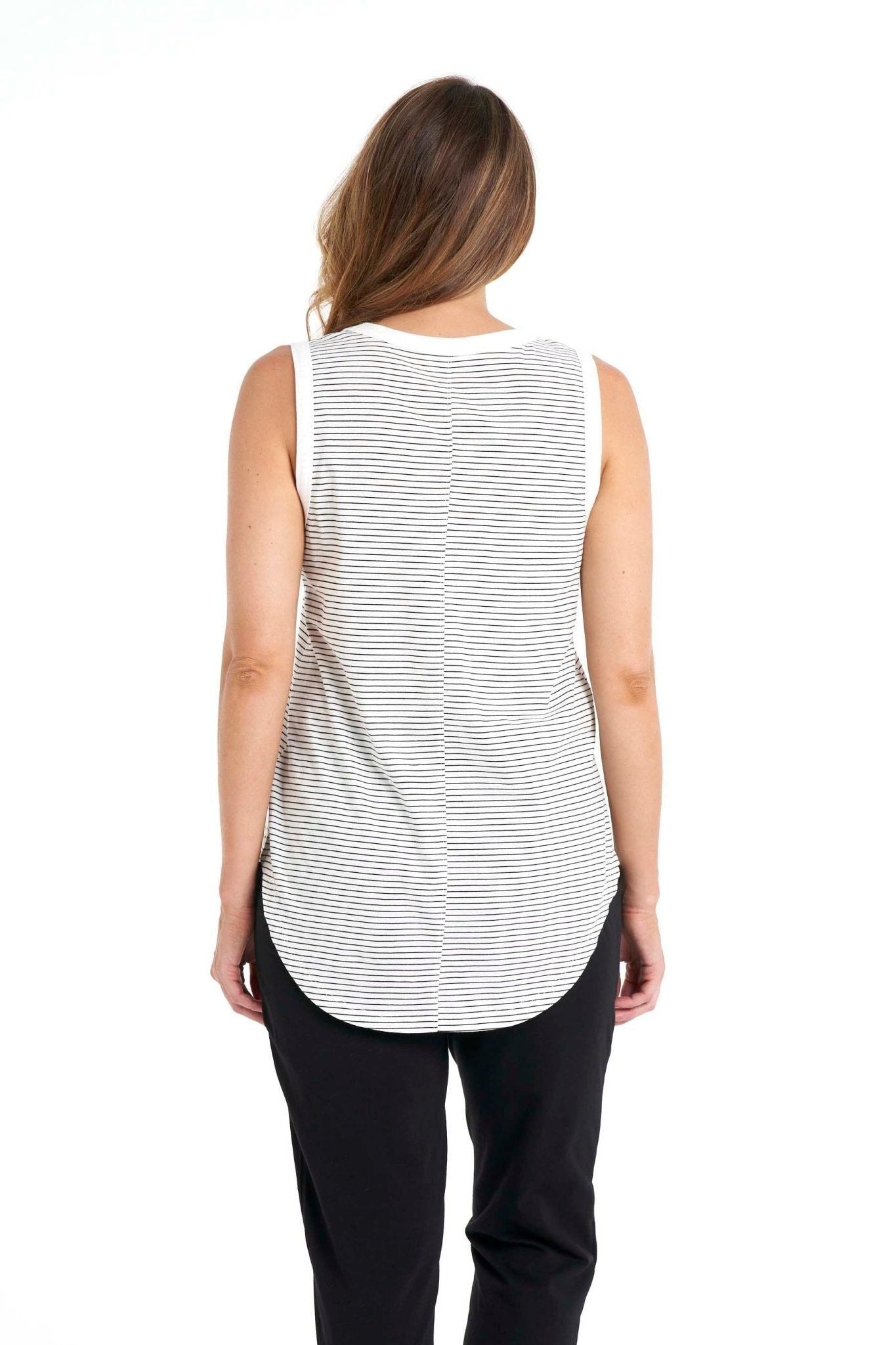 Betty Basics Keira Tank in White with Black Stripe - Hey Sara