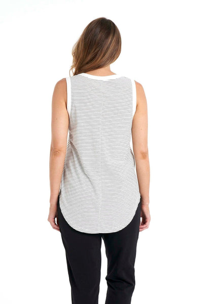 Betty Basics Keira Tank in White with Black Stripe - Hey Sara