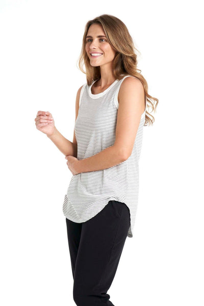 Betty Basics Keira Tank in White with Black Stripe - Hey Sara
