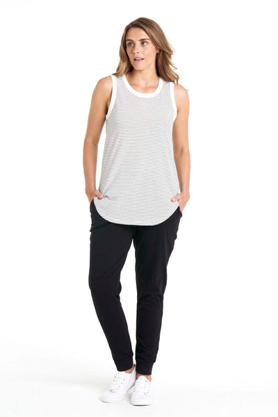 Betty Basics Keira Tank in White with Black Stripe - Hey Sara