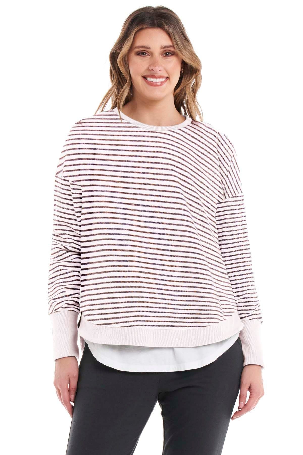 Betty Basics Lucy French Terry Sweater in Stripe - Hey Sara