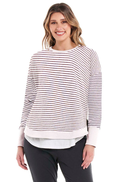Betty Basics Lucy French Terry Sweater in Stripe - Hey Sara