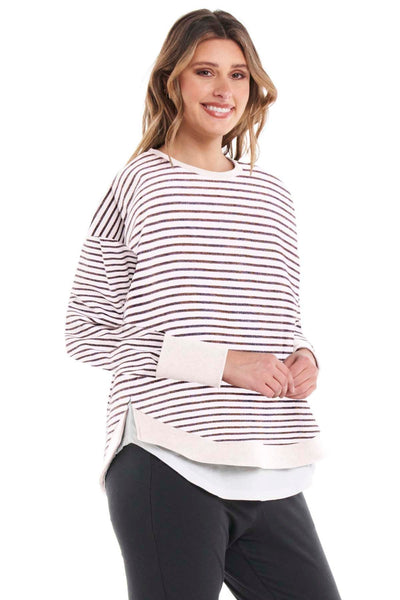 Betty Basics Lucy French Terry Sweater in Stripe - Hey Sara