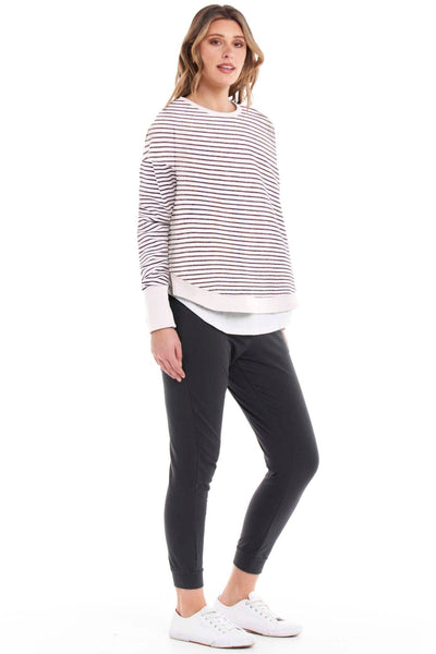 Betty Basics Lucy French Terry Sweater in Stripe - Hey Sara