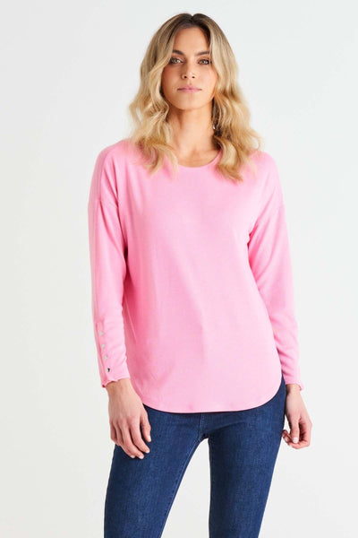 Betty Basics Malika Ribbed Long Sleeve Tee in Candy Pink - Hey Sara
