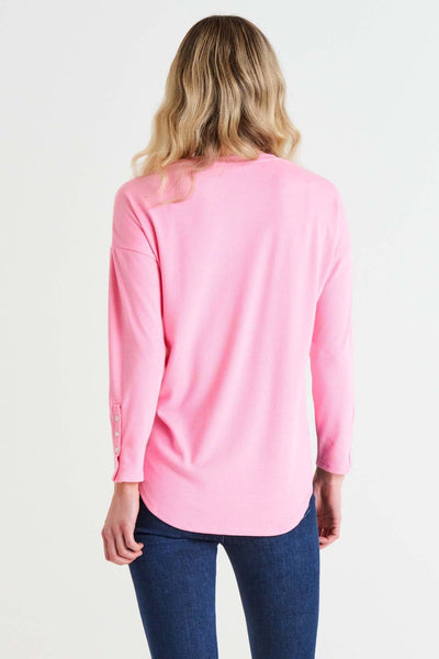 Betty Basics Malika Ribbed Long Sleeve Tee in Candy Pink - Hey Sara