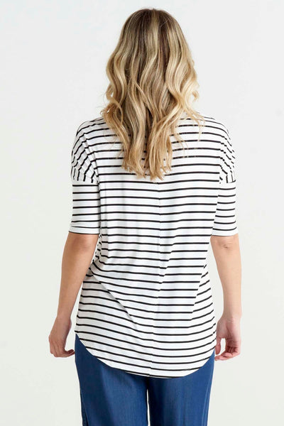 Betty Basics Marbella Tee in Black White Stripe - Hey Sara