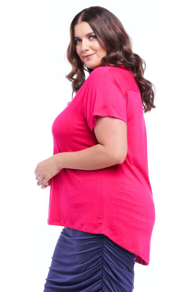 Betty Basics Matilda V-Neck Tee in Rose Red - Hey Sara