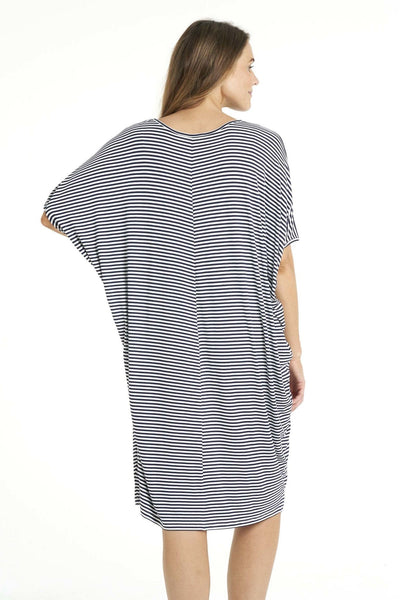 Betty Basics Maui Midi Dress in Navy White Stripe - Hey Sara