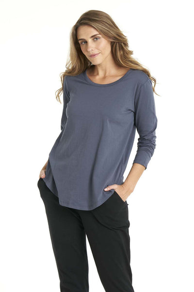 Betty Basics Megan Long Sleeve Top in Blue Stone - Hey Sara