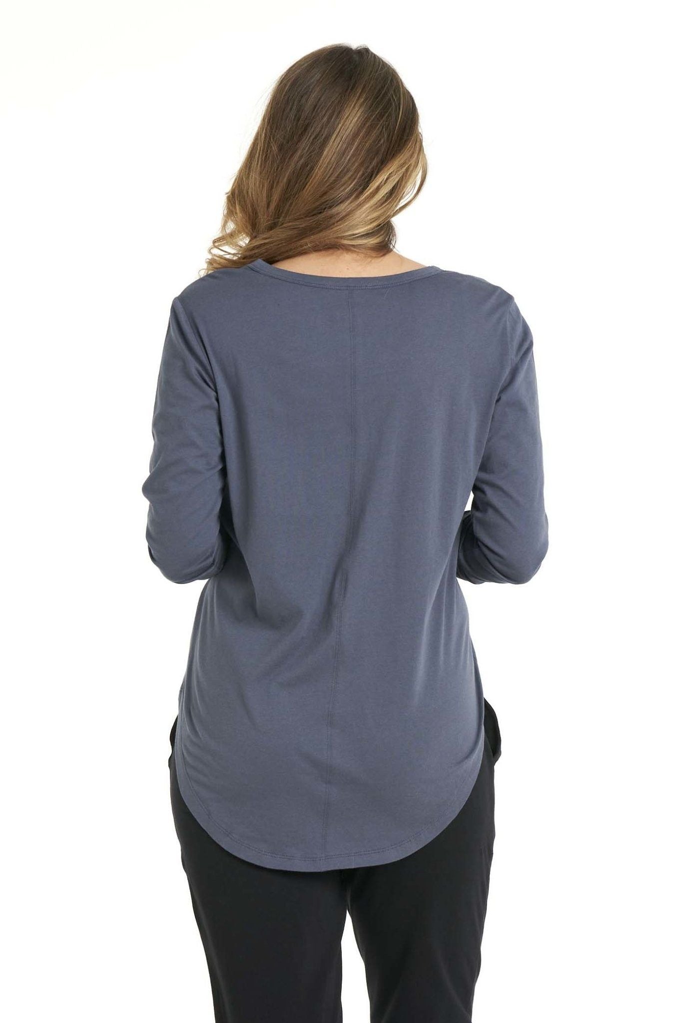 Betty Basics Megan Long Sleeve Top in Blue Stone - Hey Sara