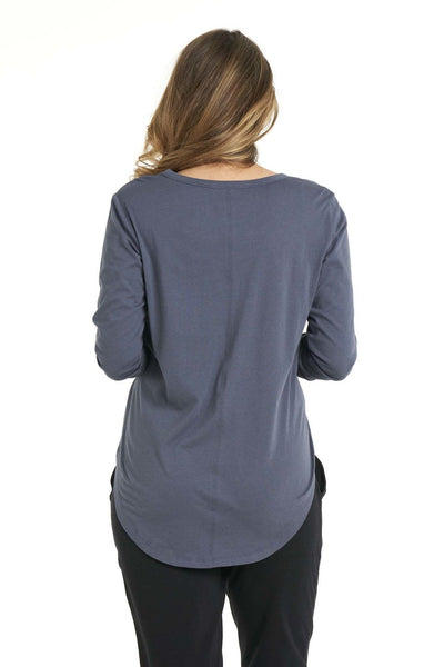 Betty Basics Megan Long Sleeve Top in Blue Stone - Hey Sara