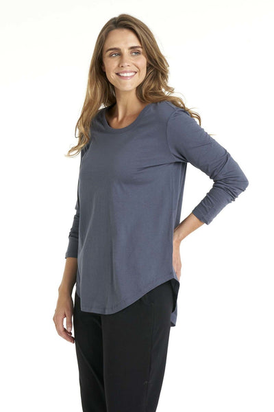 Betty Basics Megan Long Sleeve Top in Blue Stone - Hey Sara