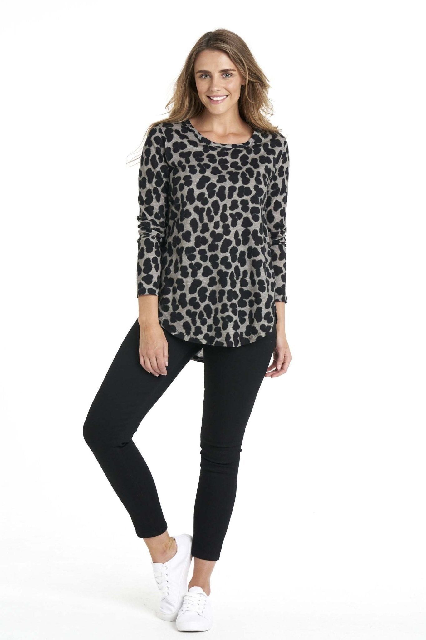 Betty Basics Megan Long Sleeve Top in Splotch - Hey Sara