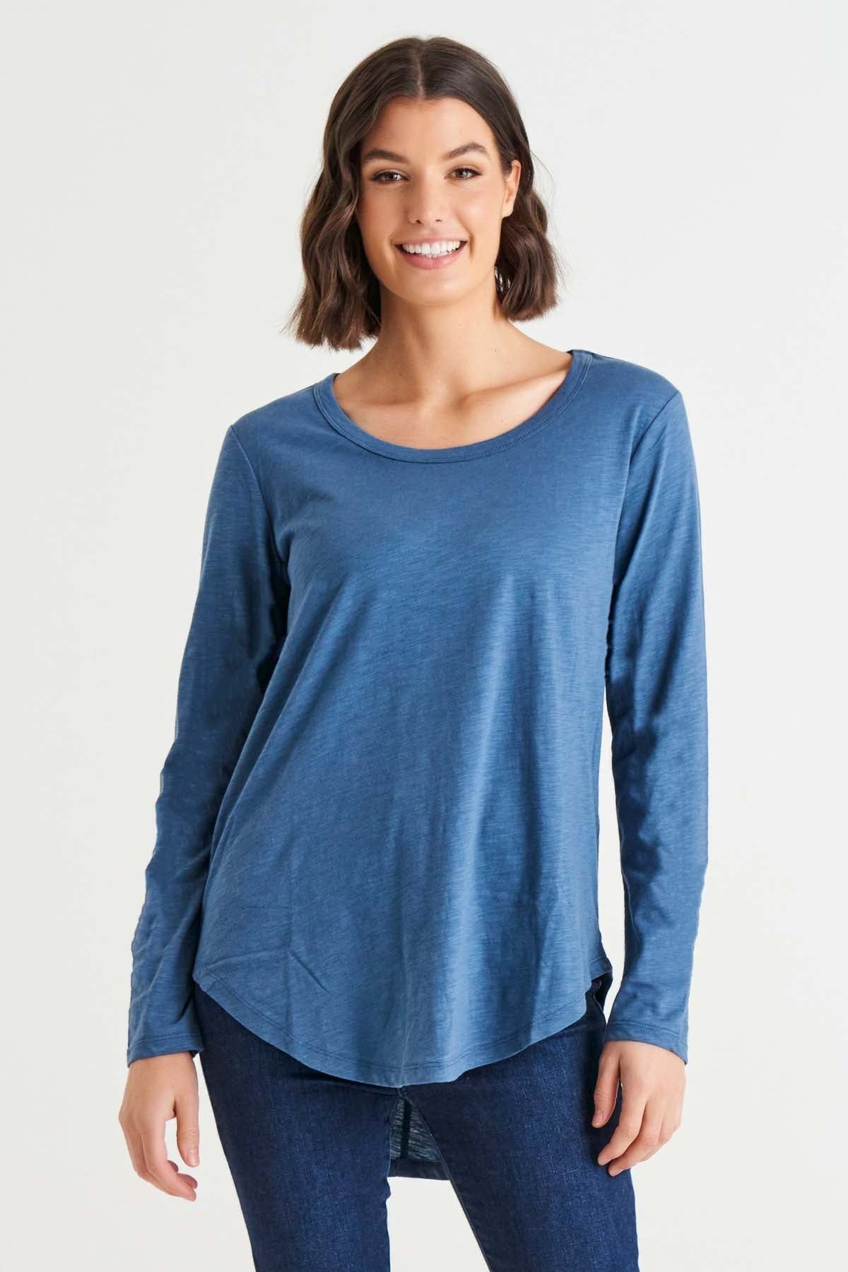 Betty Basics Megan Top in Steel Blue - Hey Sara