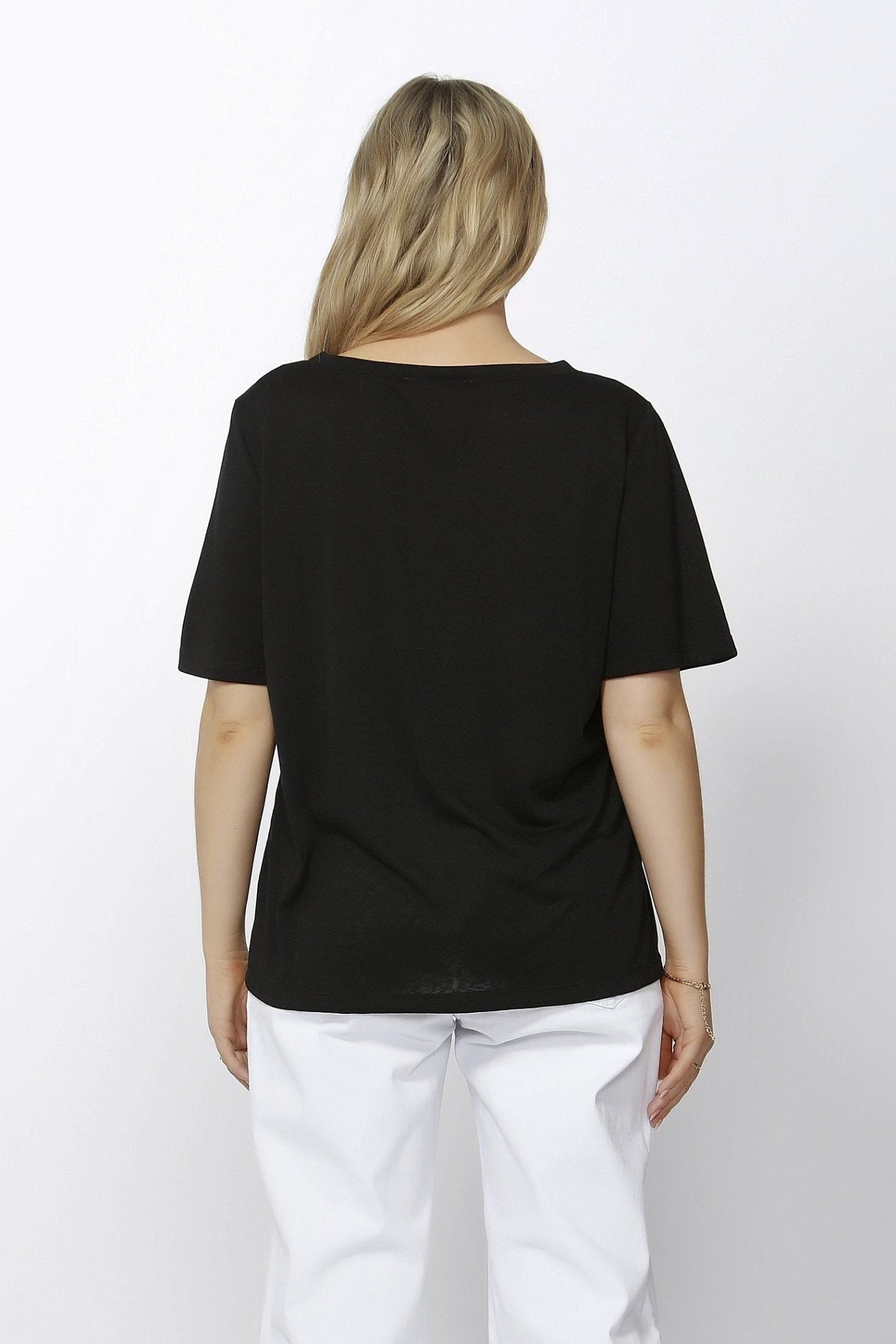 Betty Basics Messina V-Neck Tee in Black - Hey Sara