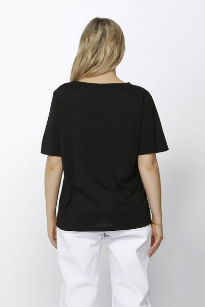 Betty Basics Messina V-Neck Tee in Black - Hey Sara