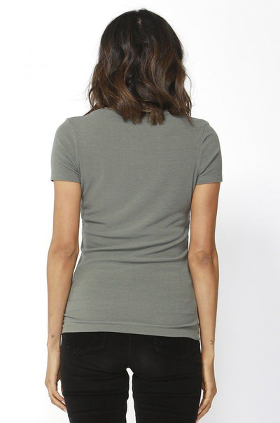 Betty Basics Ruby Rib Tee in Khaki - Hey Sara