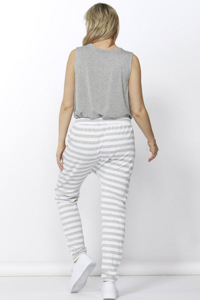 Betty Basics Saxon Sweat Pants in White Grey Stripe - Hey Sara