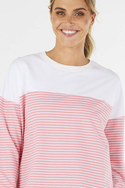Betty Basics Sienna Sweater in Pink White Stripe - Hey Sara